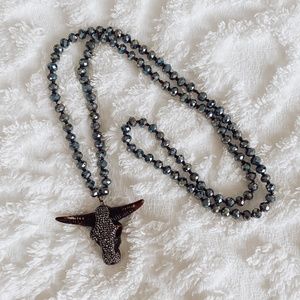 Gemelli Longhorn Skull Necklace